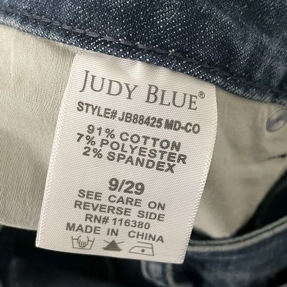 Judy Blue Jeans Womens 29 Blue Skinny High-Rise Distressed Raw Hem Stretch Boho - Picture 5 of 8